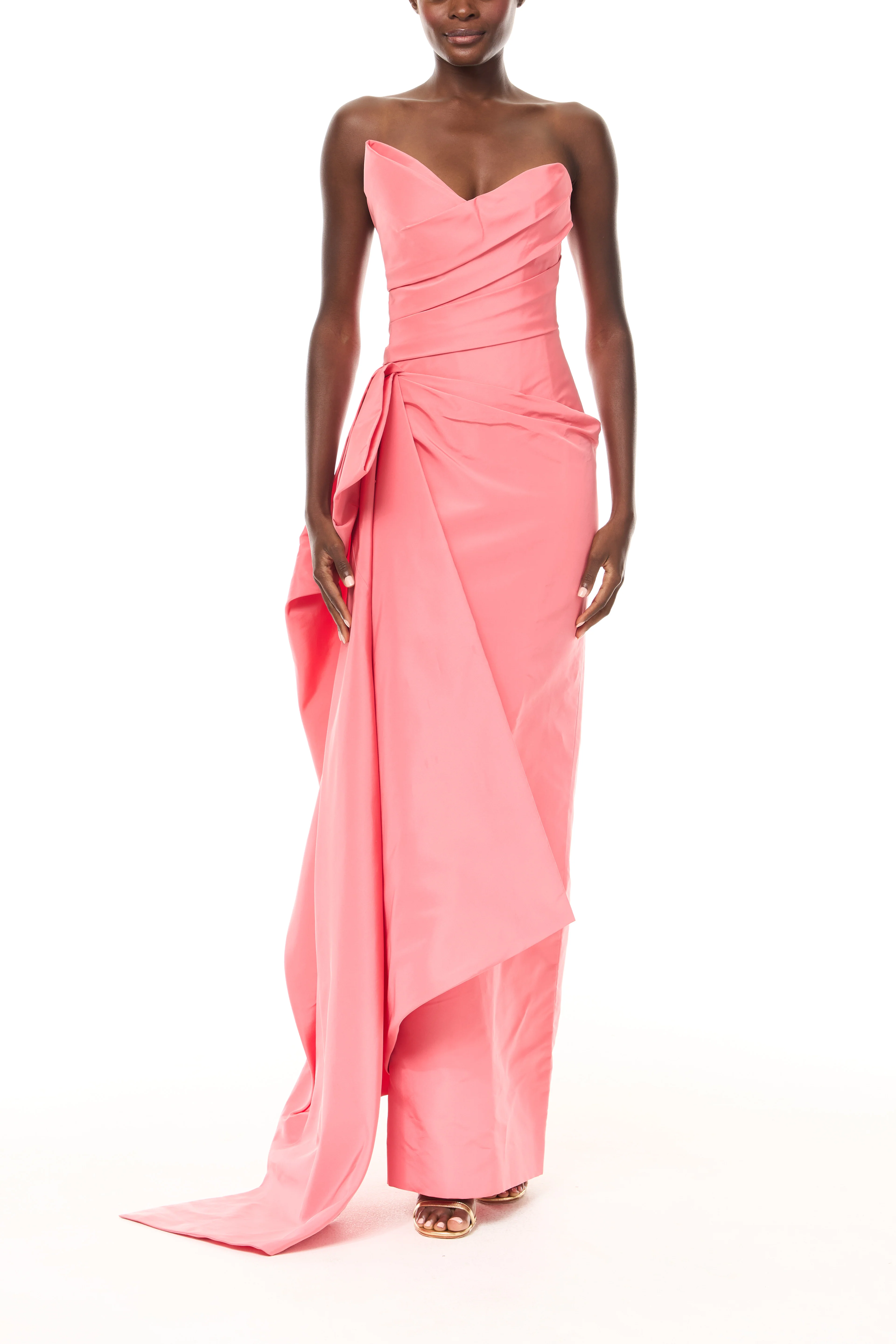 Plumeria Draped Column Gown