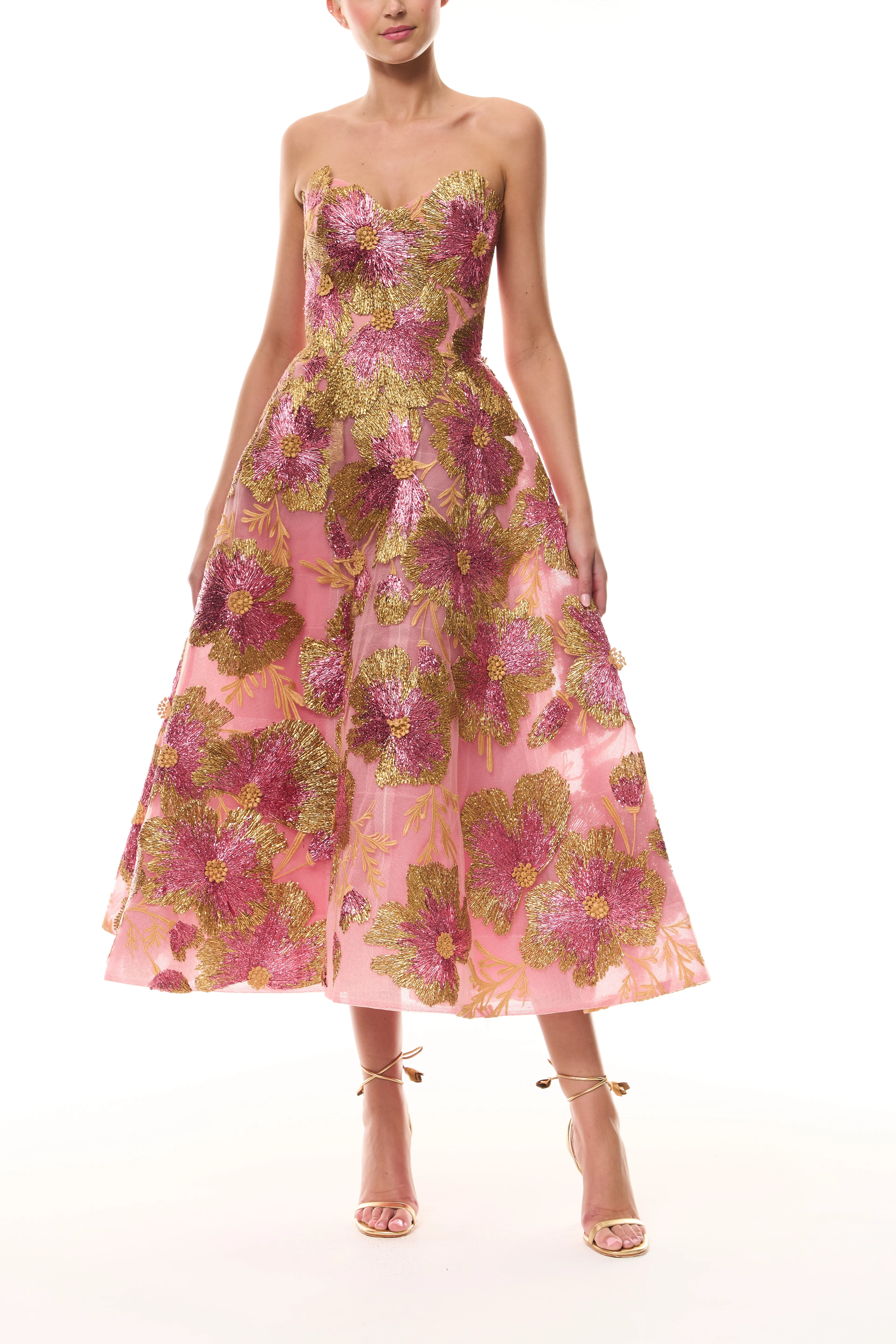 Metallic Rafia Tea Length Dress