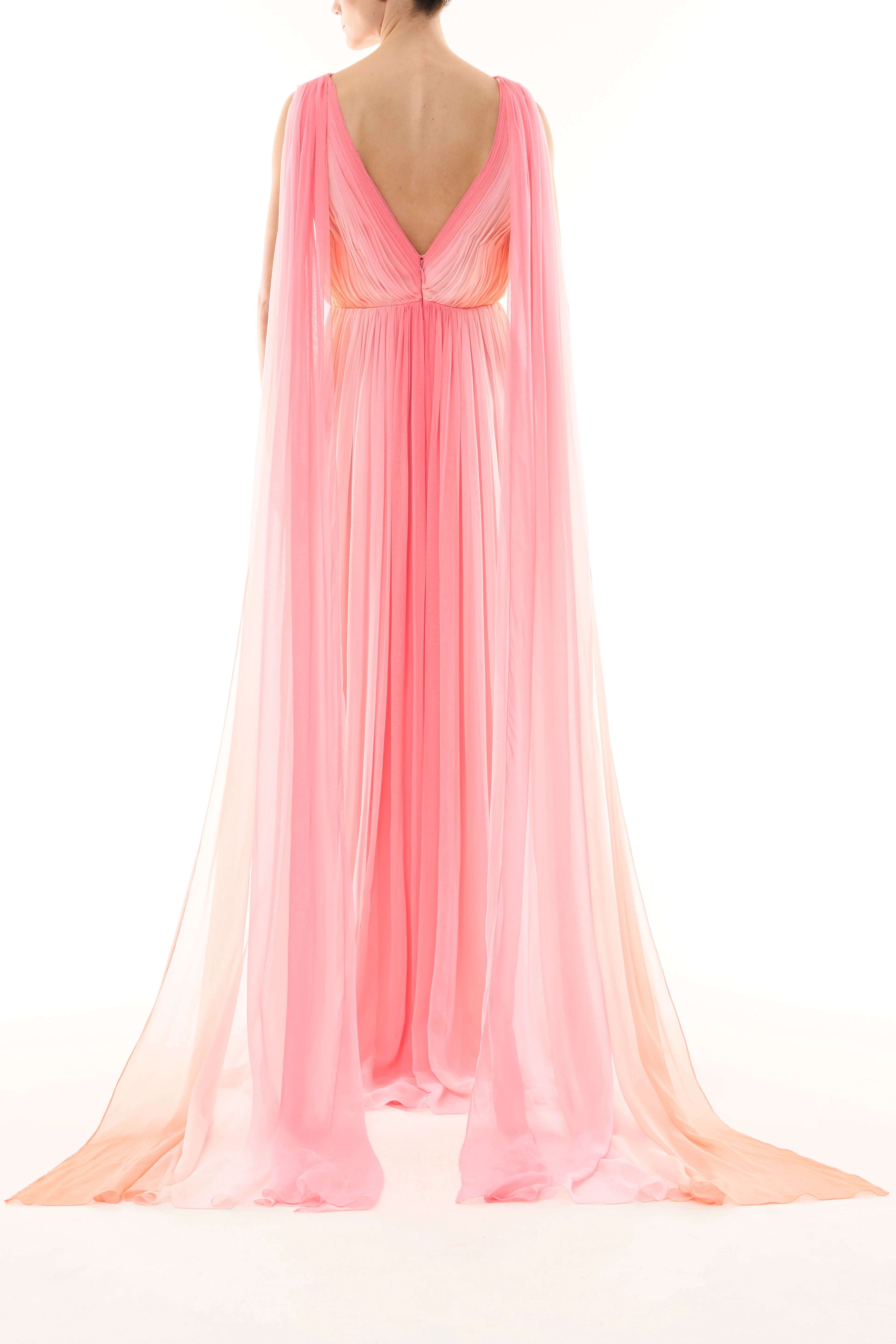 Ombre Chiffon V-Neck Gown - Image 6