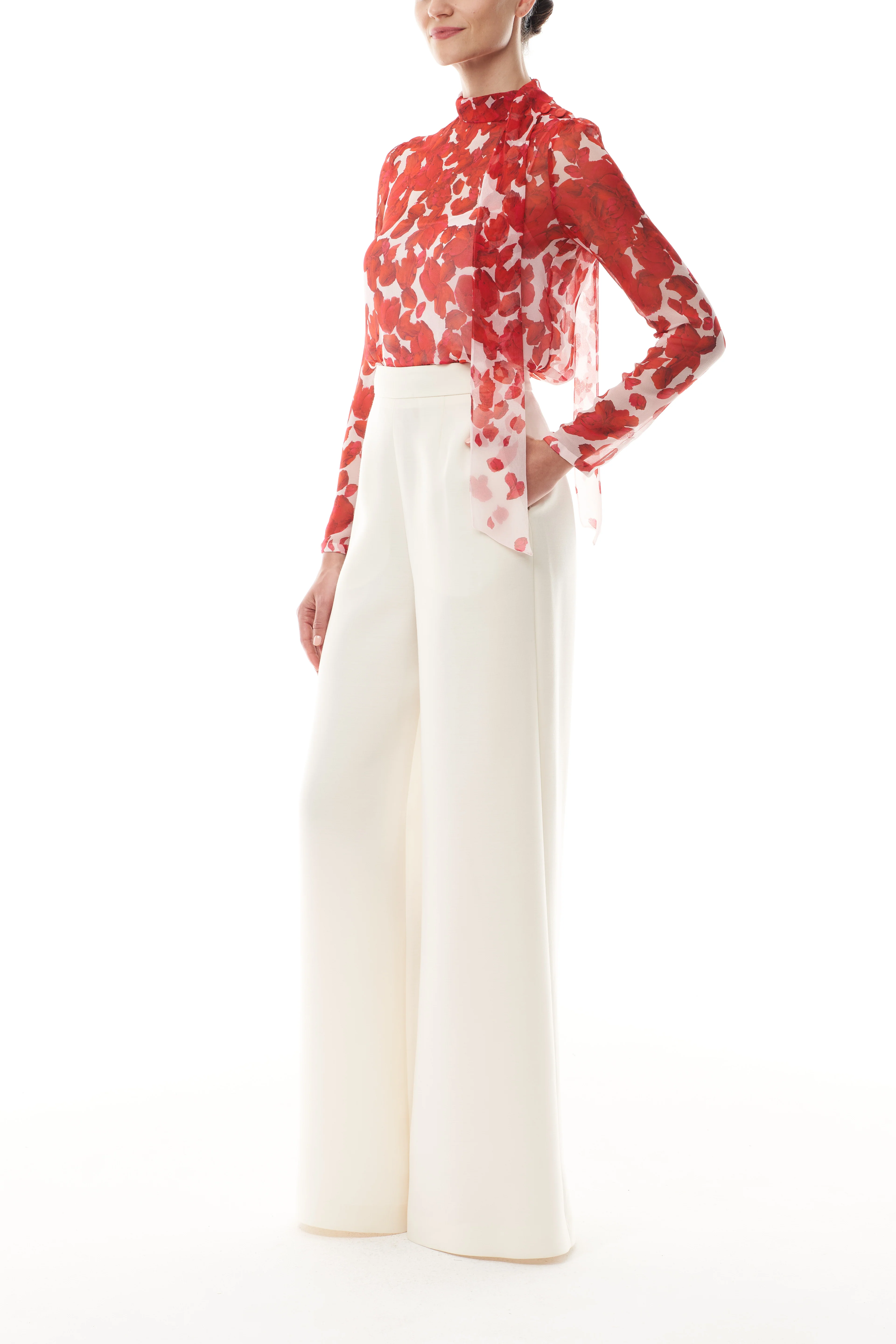 Rose Petal Scarf Neck Blouse - Image 2