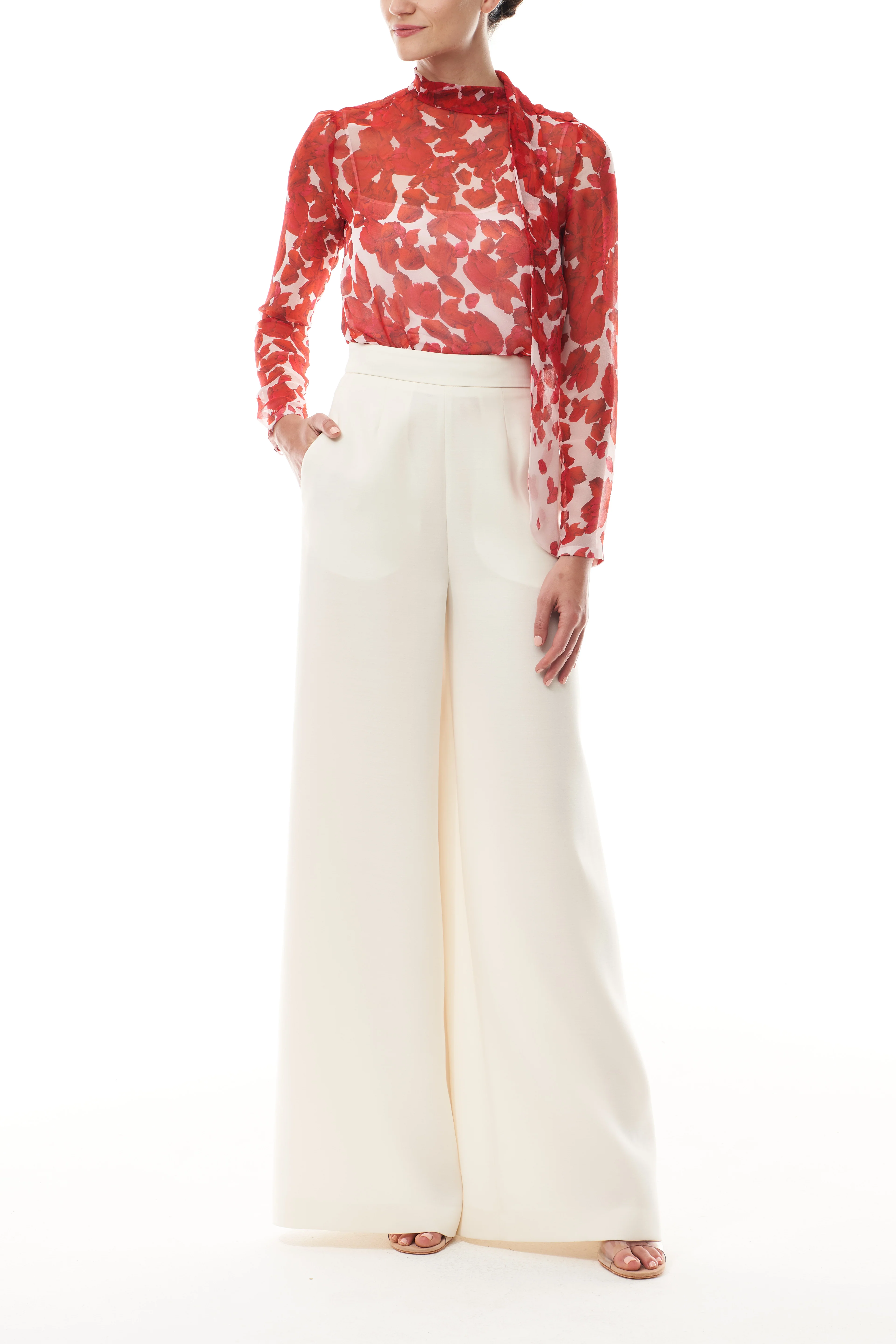 Rose Petal Scarf Neck Blouse - Image 3