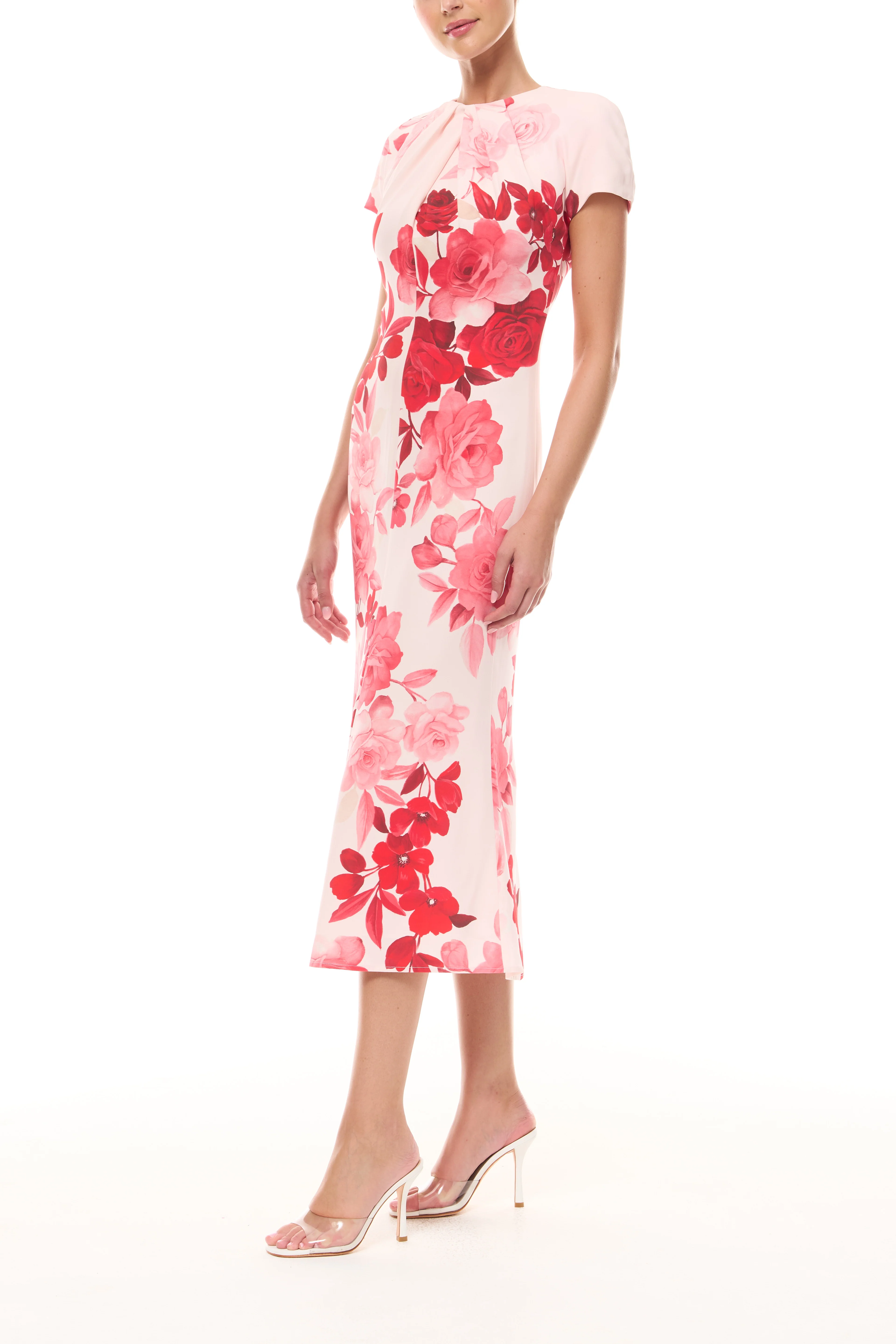 Rose Printed Cap Sleeve Dress - Image 3