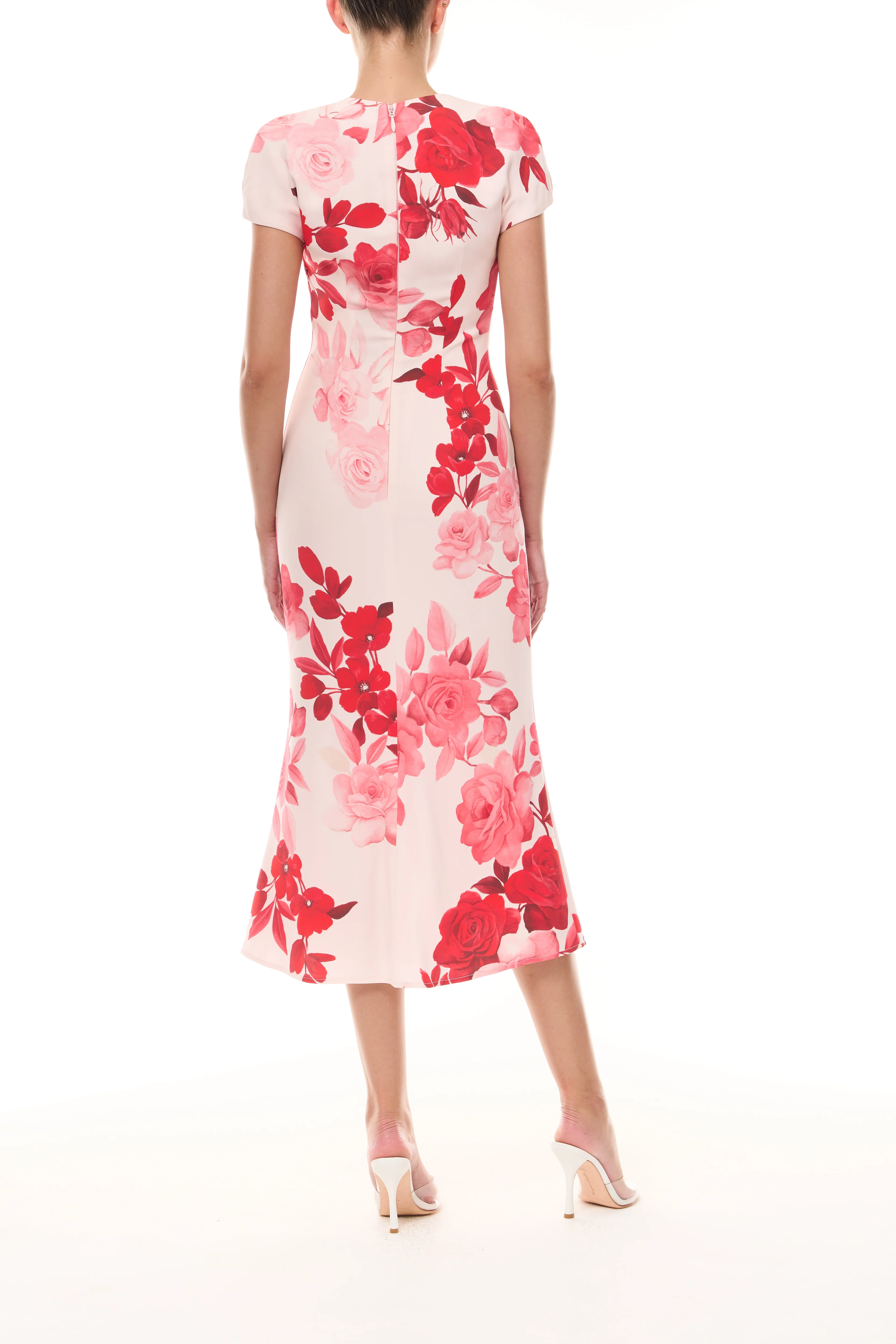 Rose Printed Cap Sleeve Dress - Image 5