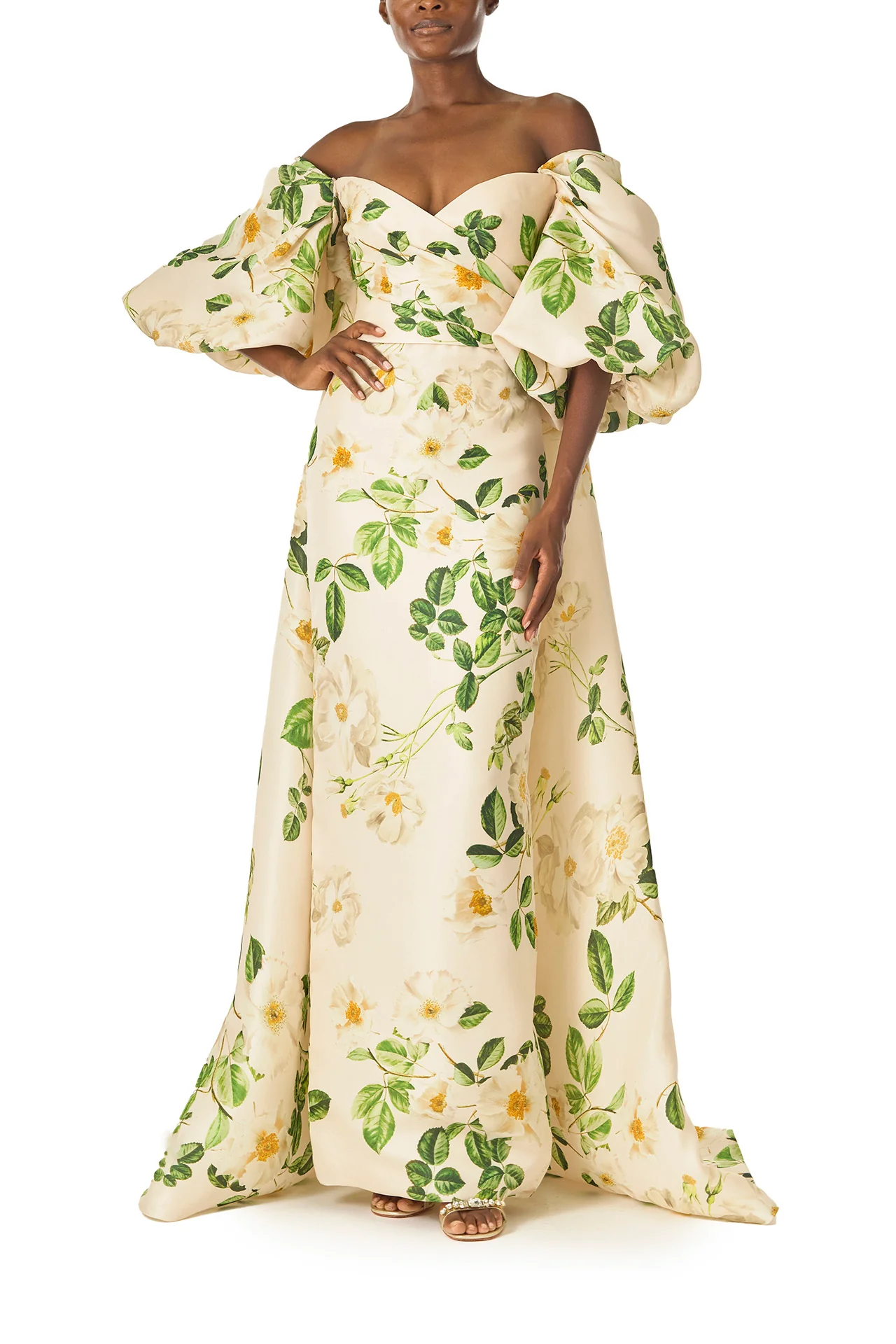Rose Printed Column Gown - Image 8