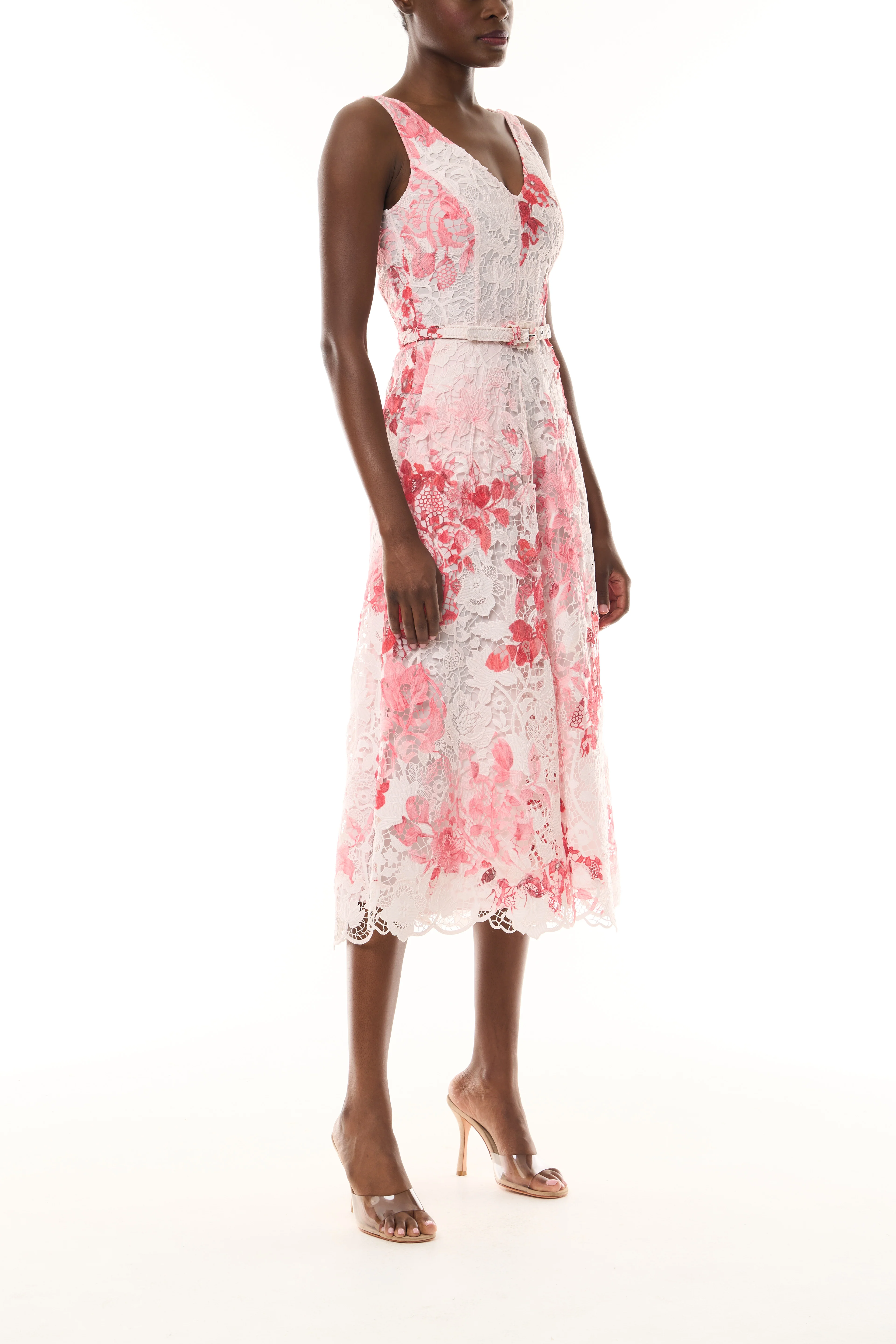 Rose Printed Lace Midi Dress - Image 5