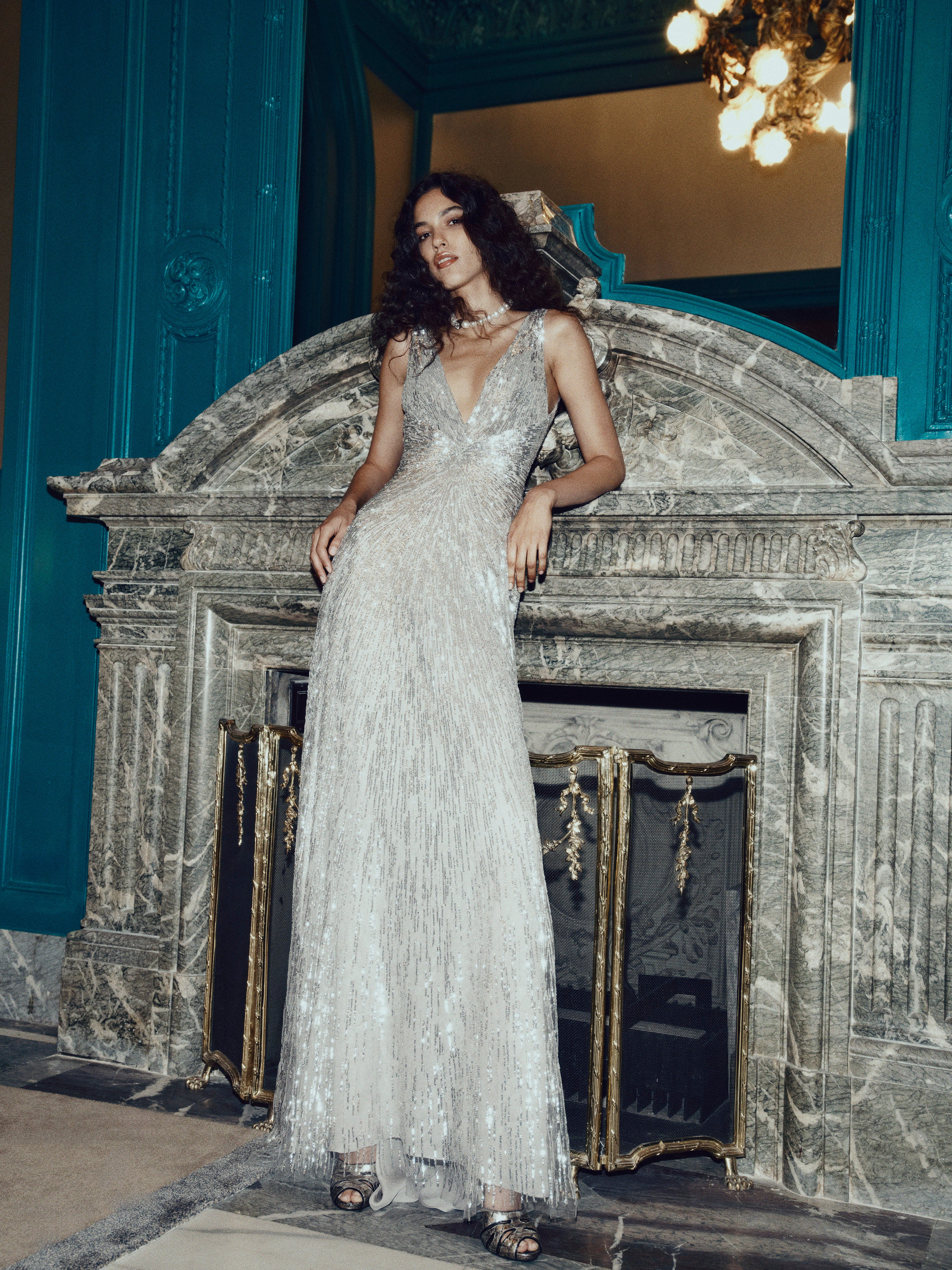 Shimmering Silver Tulle Gown - Image 2