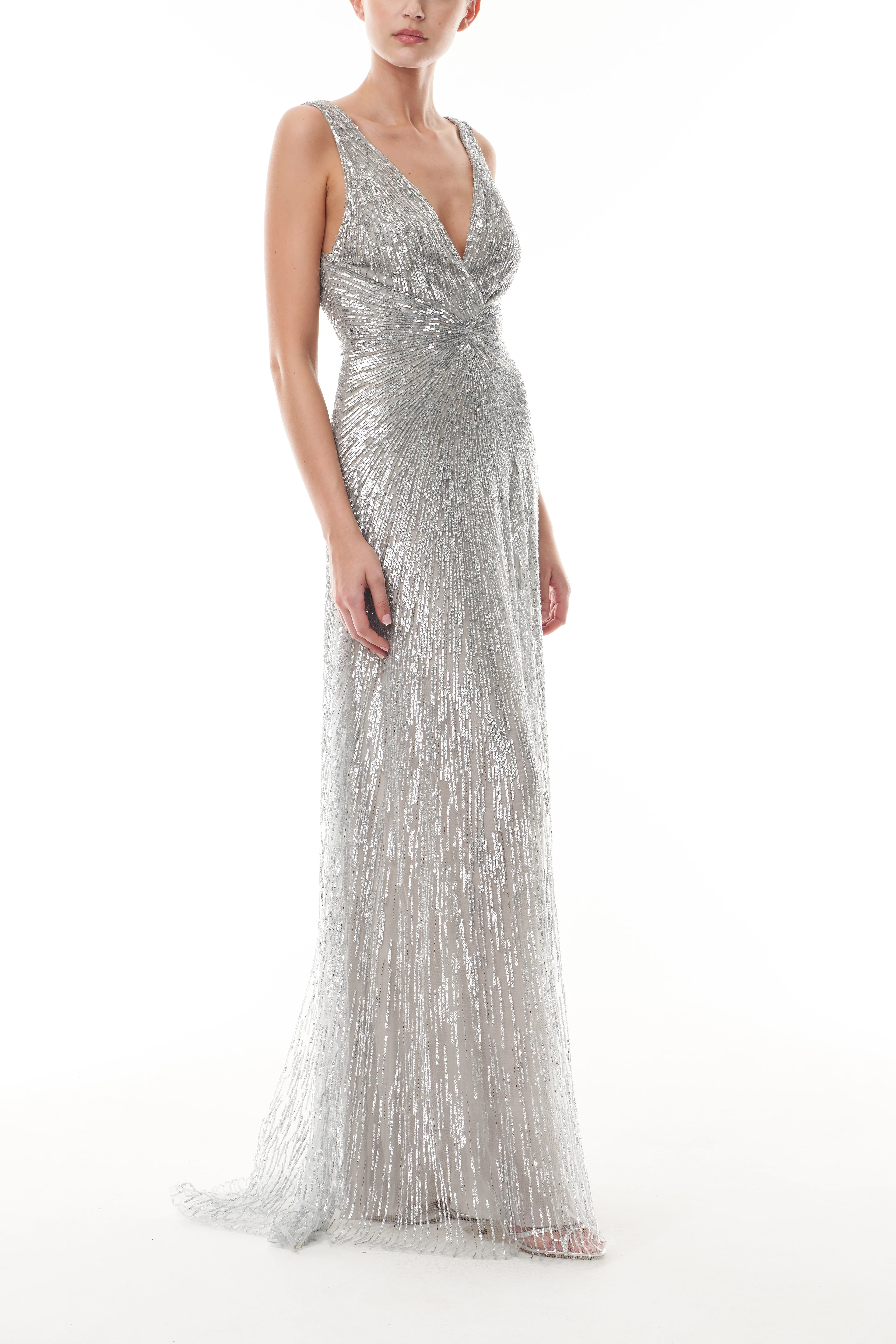Shimmering Silver Tulle Gown - Image 5