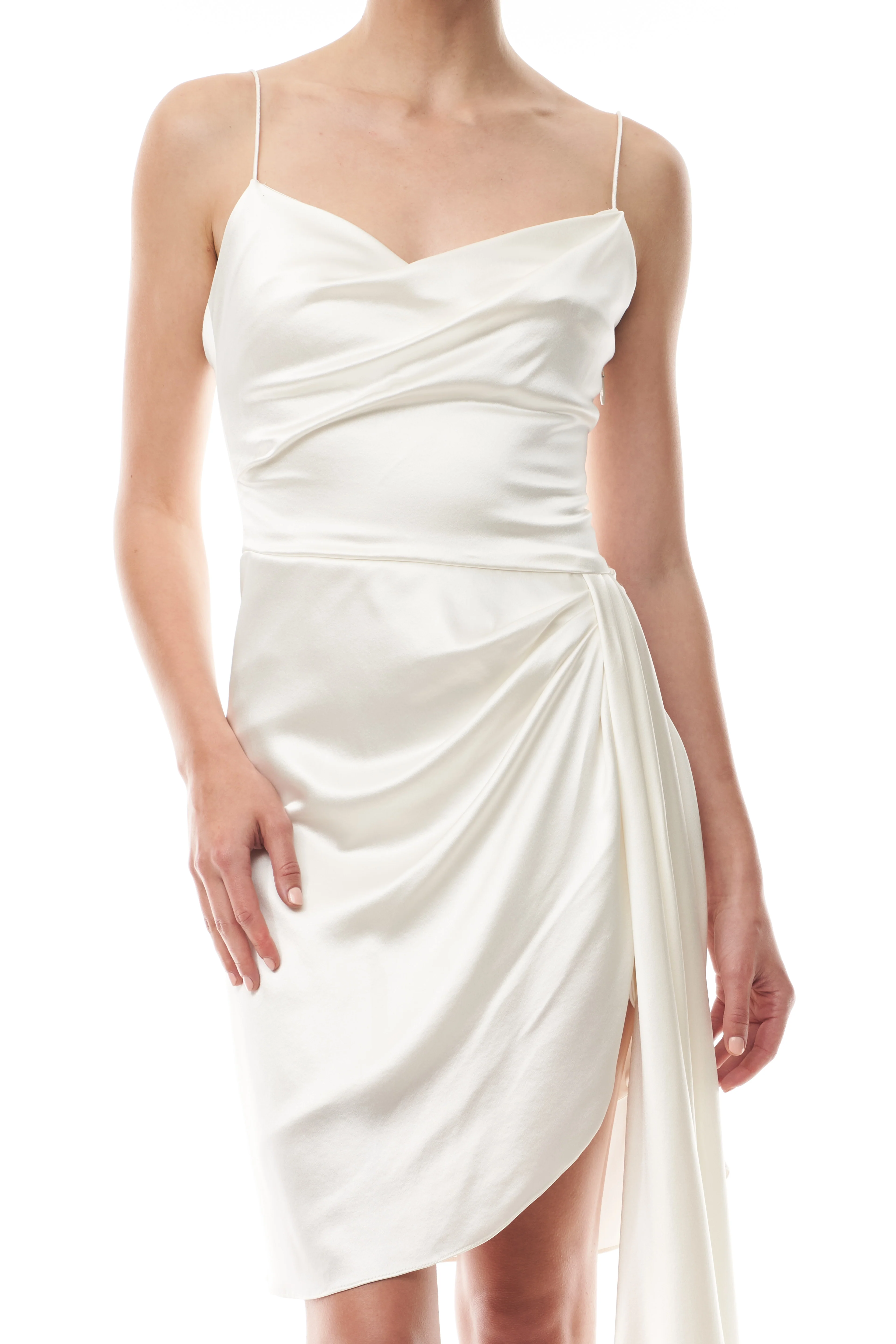 Satin Draped Mini Dress - Image 2