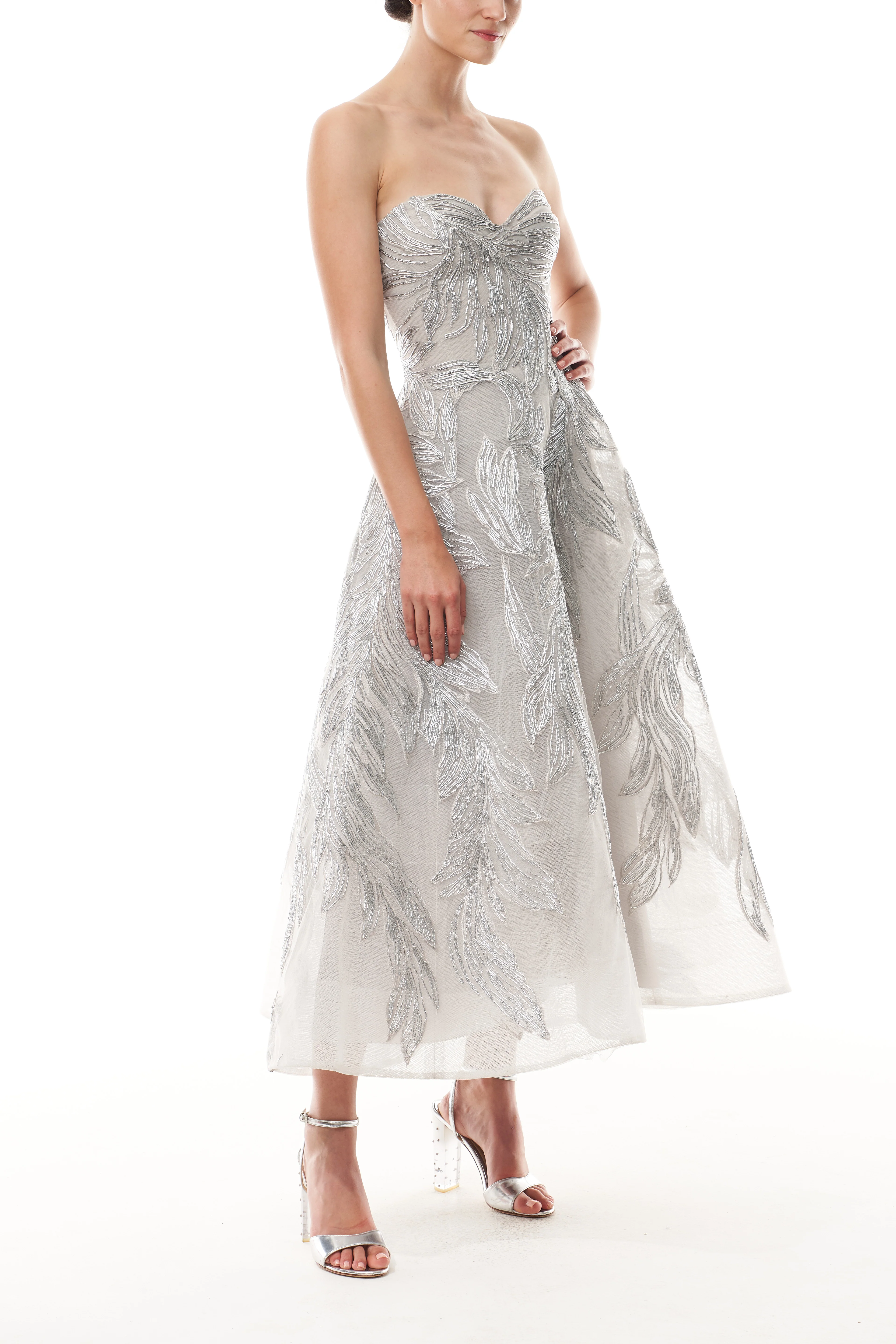 Silver Feather Cocktail Dress - Image 3