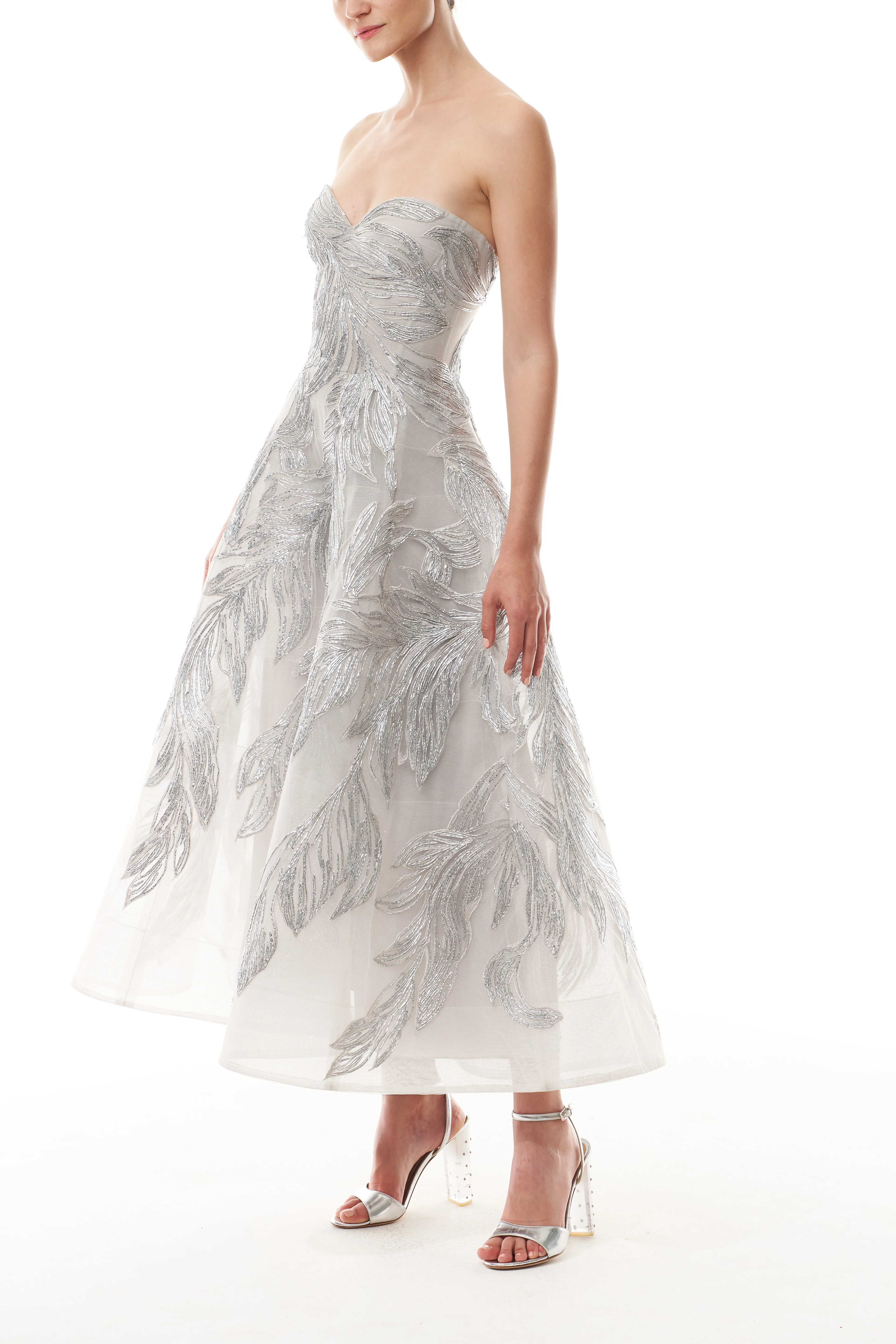 Silver Feather Cocktail Dress - Image 4