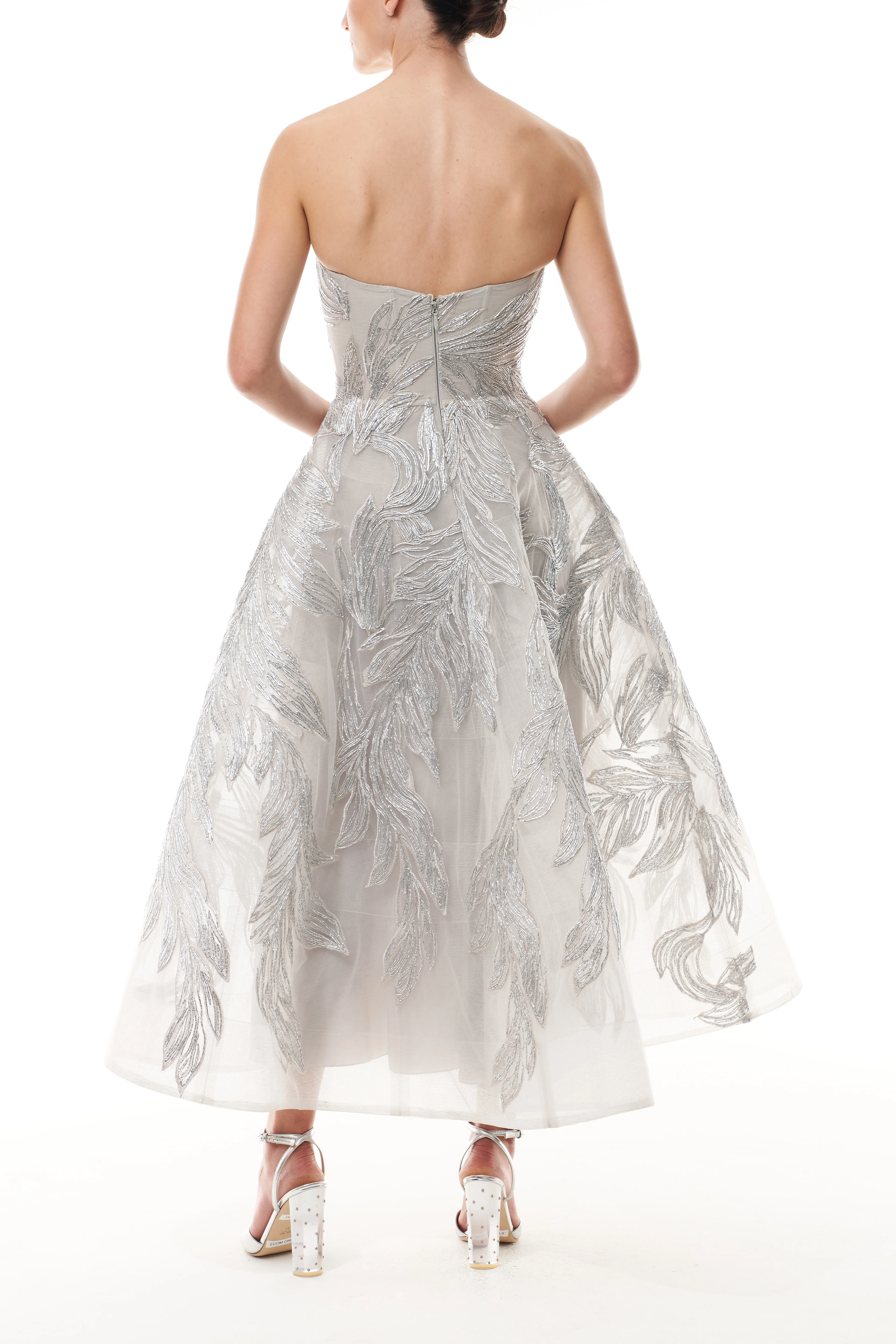Silver Feather Cocktail Dress - Image 5