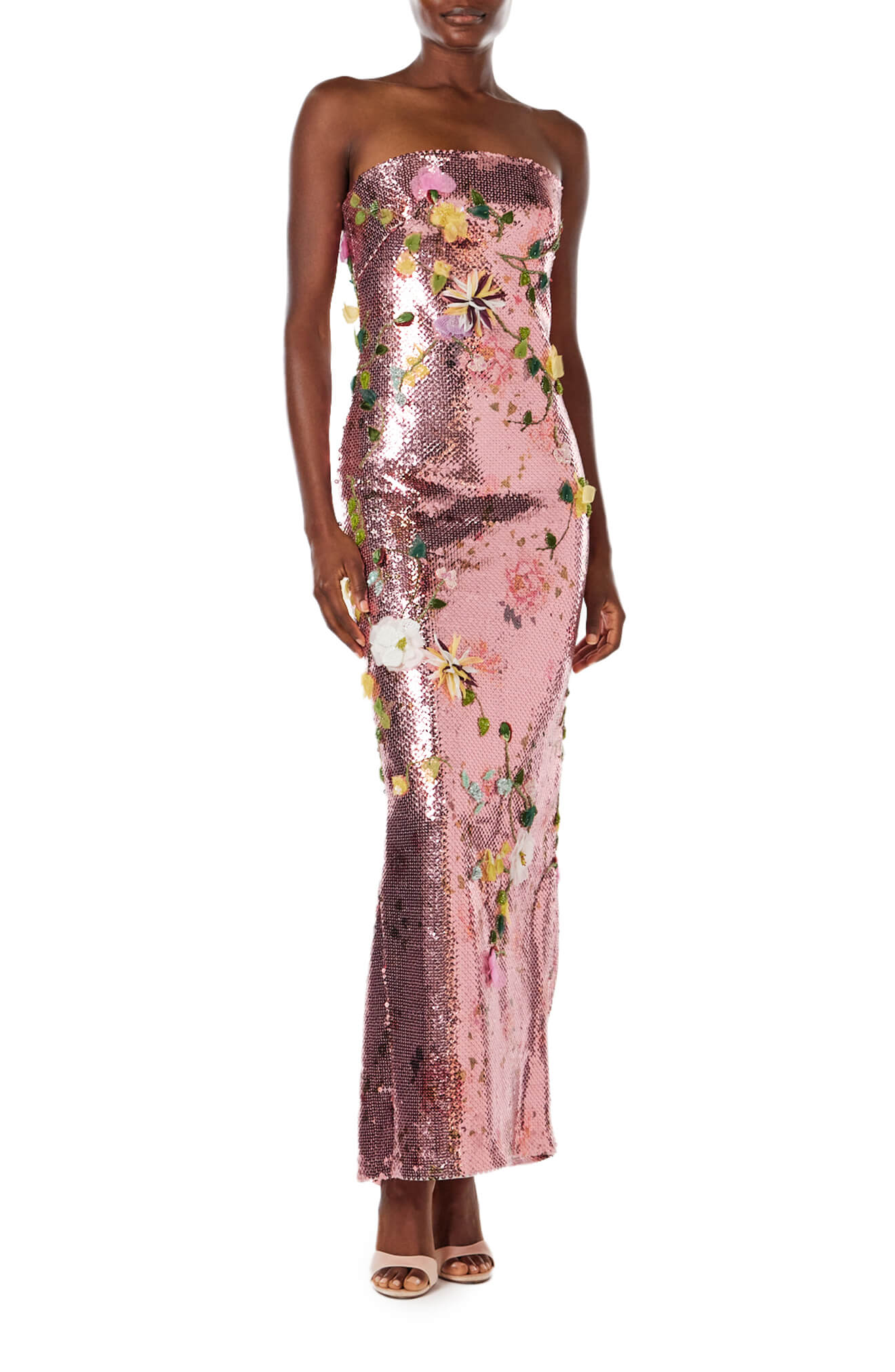 Strapless Embroidered Sequin Gown - Image 2