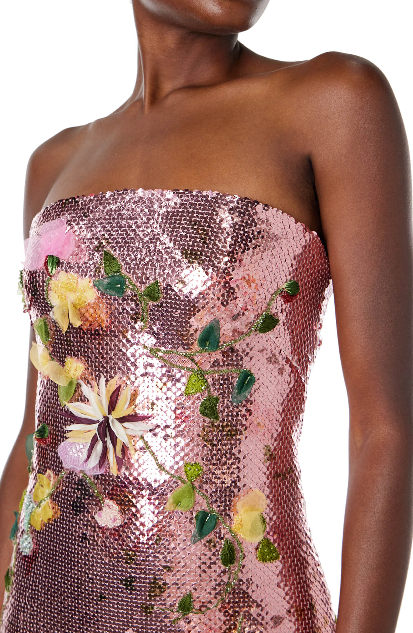 Strapless Embroidered Sequin Gown - Image 6