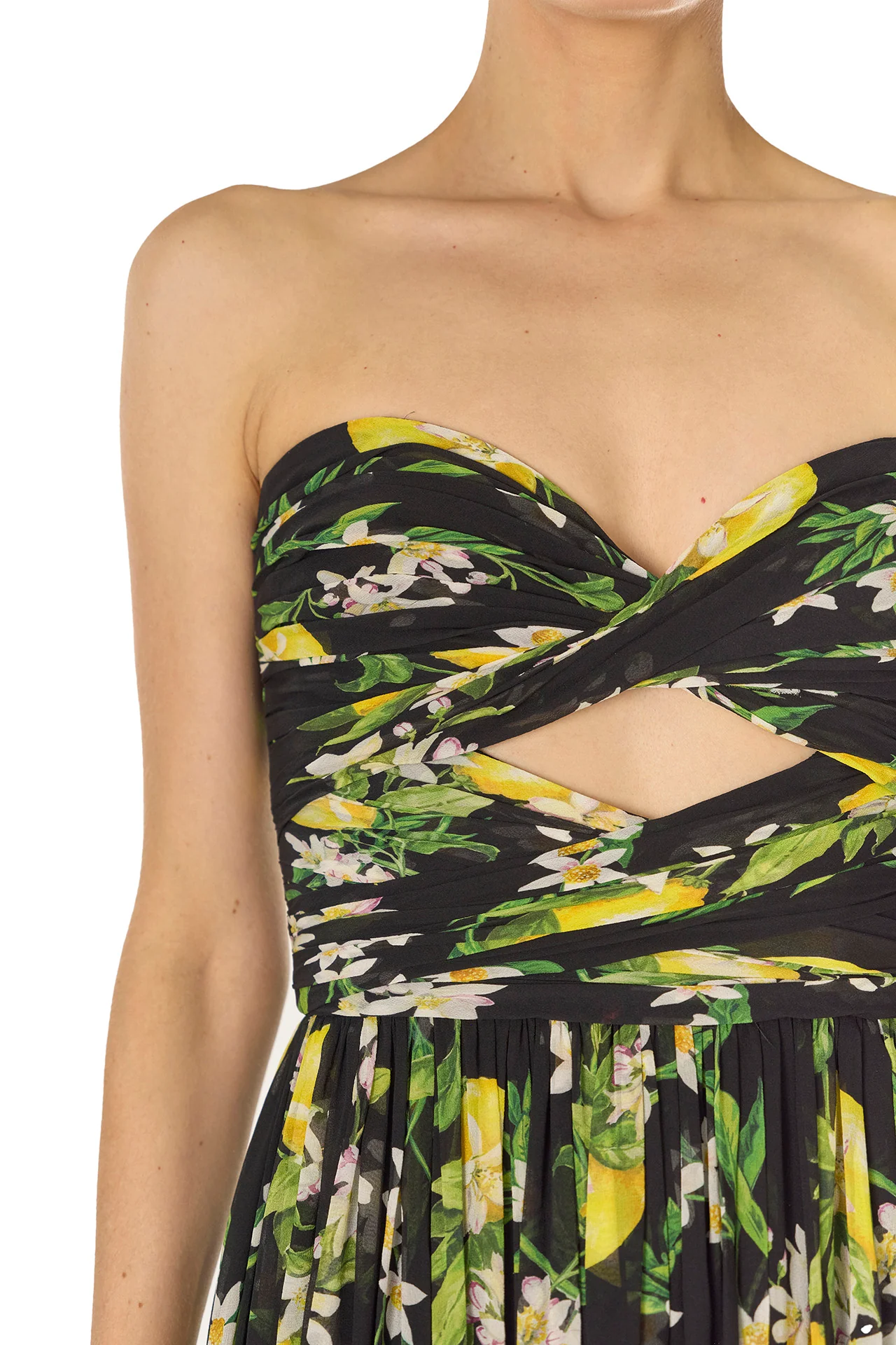 Strapless Lemon Floral Gown - Image 2