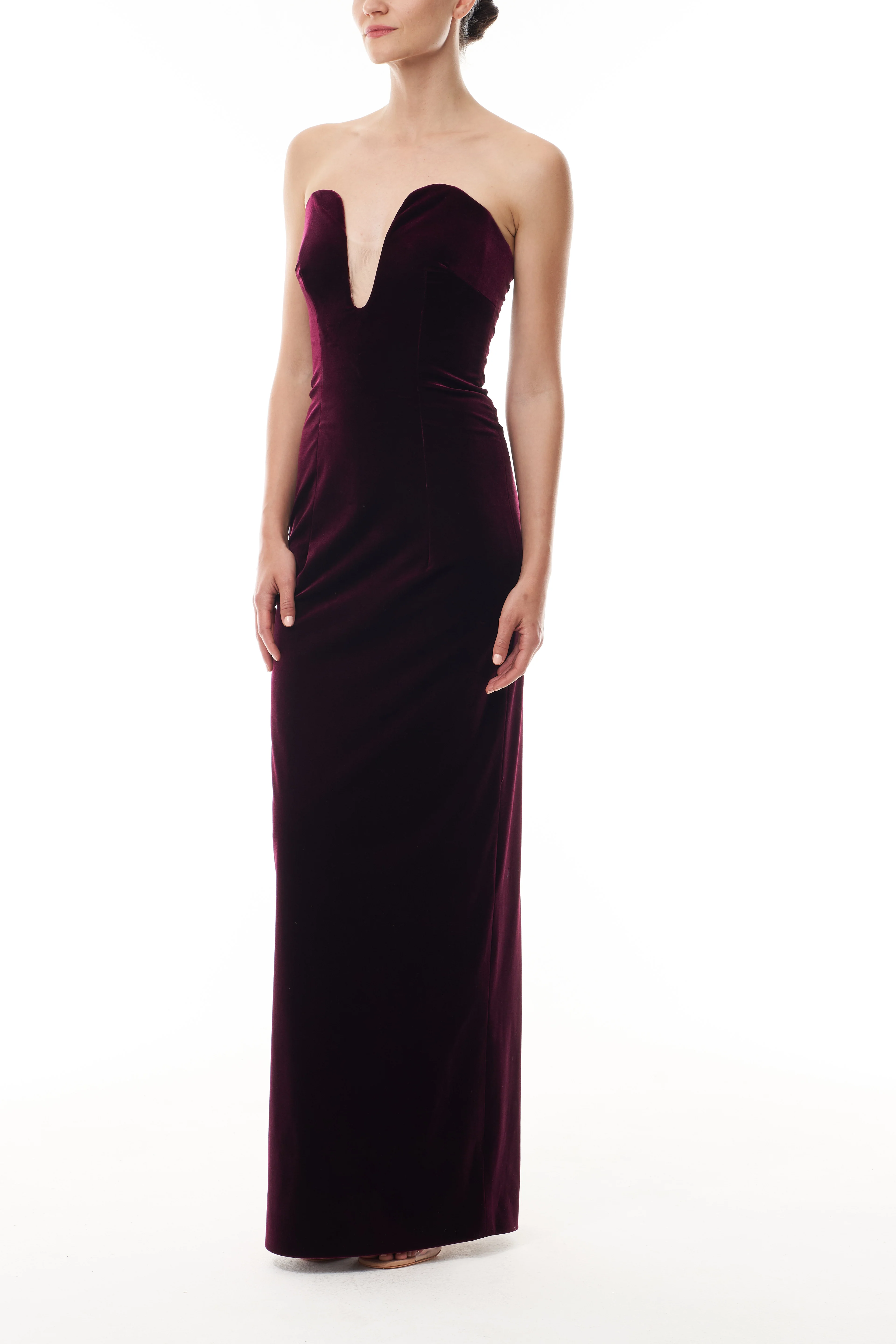 Stretch Merlot Velvet Gown - Image 3