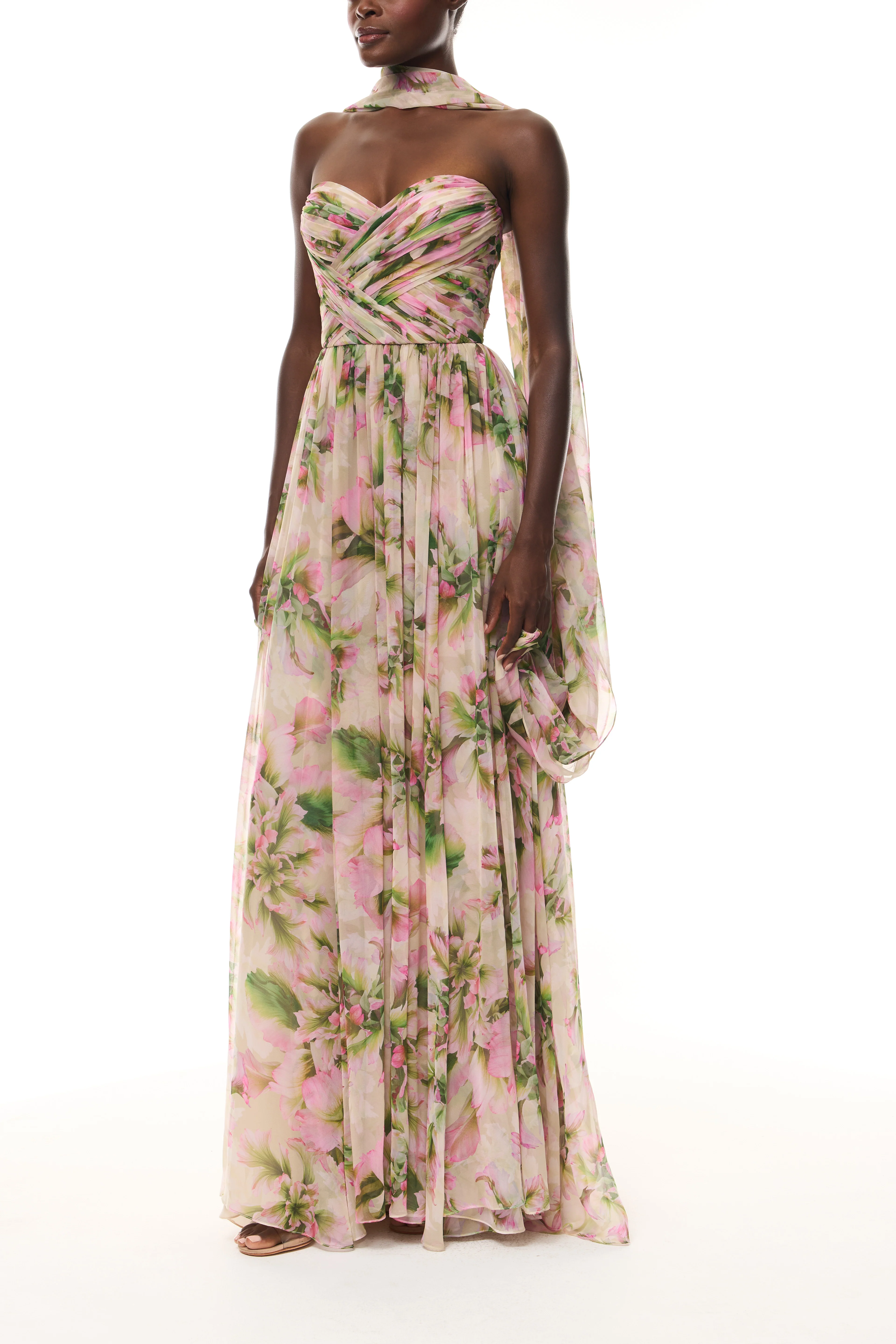 Tulip Chiffon Gown with Shawl - Image 3