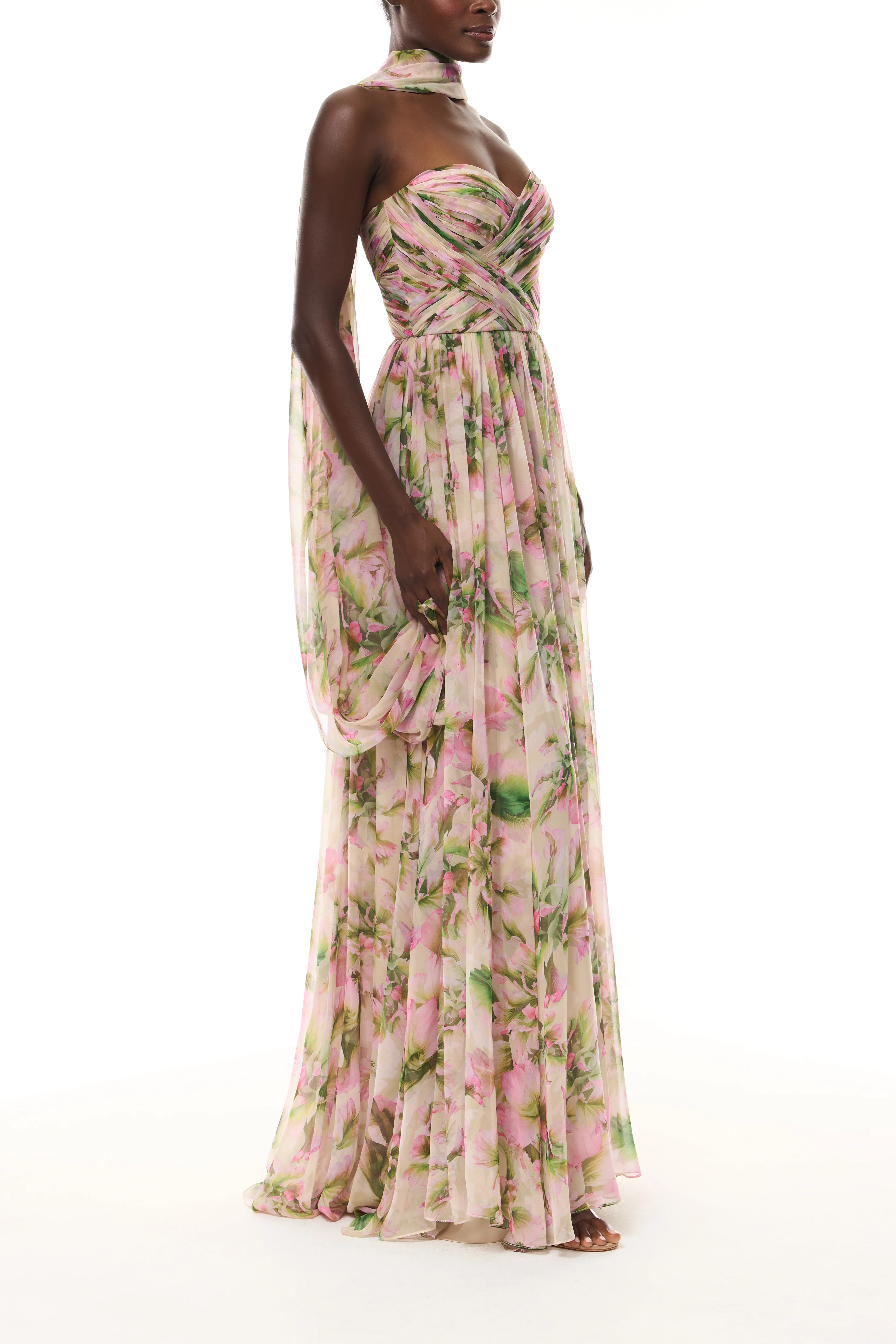 Tulip Chiffon Gown with Shawl - Image 5