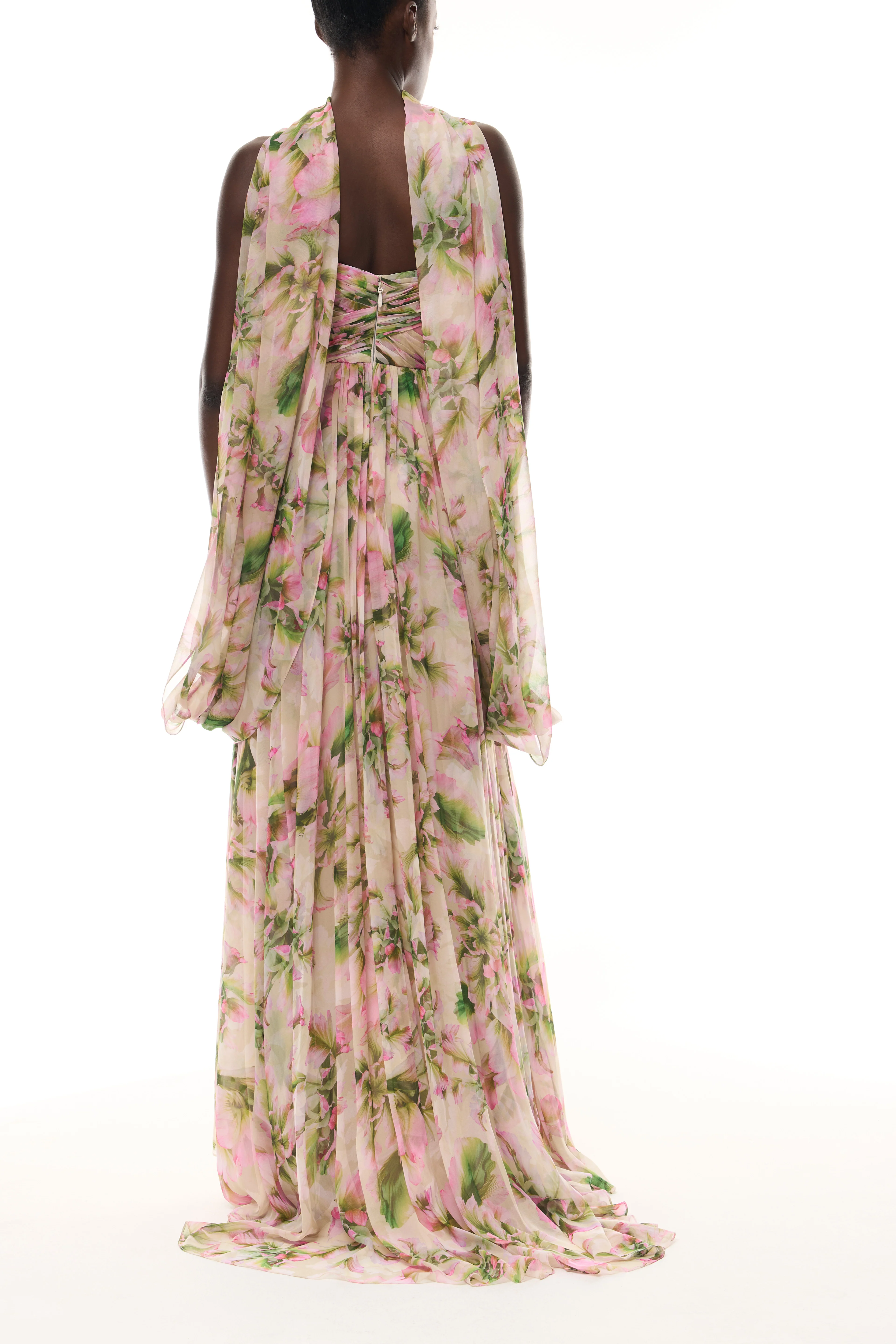 Tulip Chiffon Gown with Shawl - Image 6