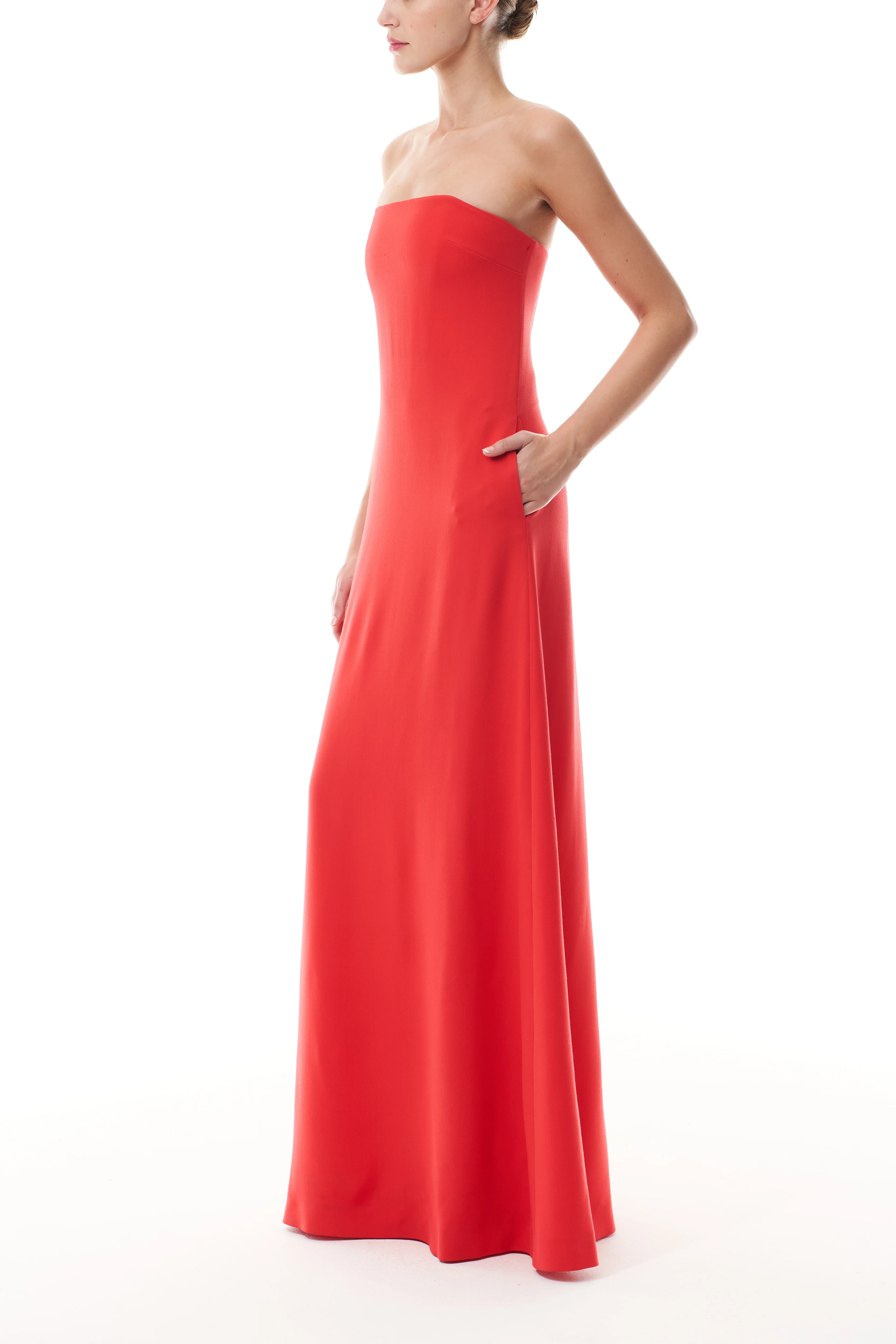 Vermillion Strapless A-Line Gown - Image 4