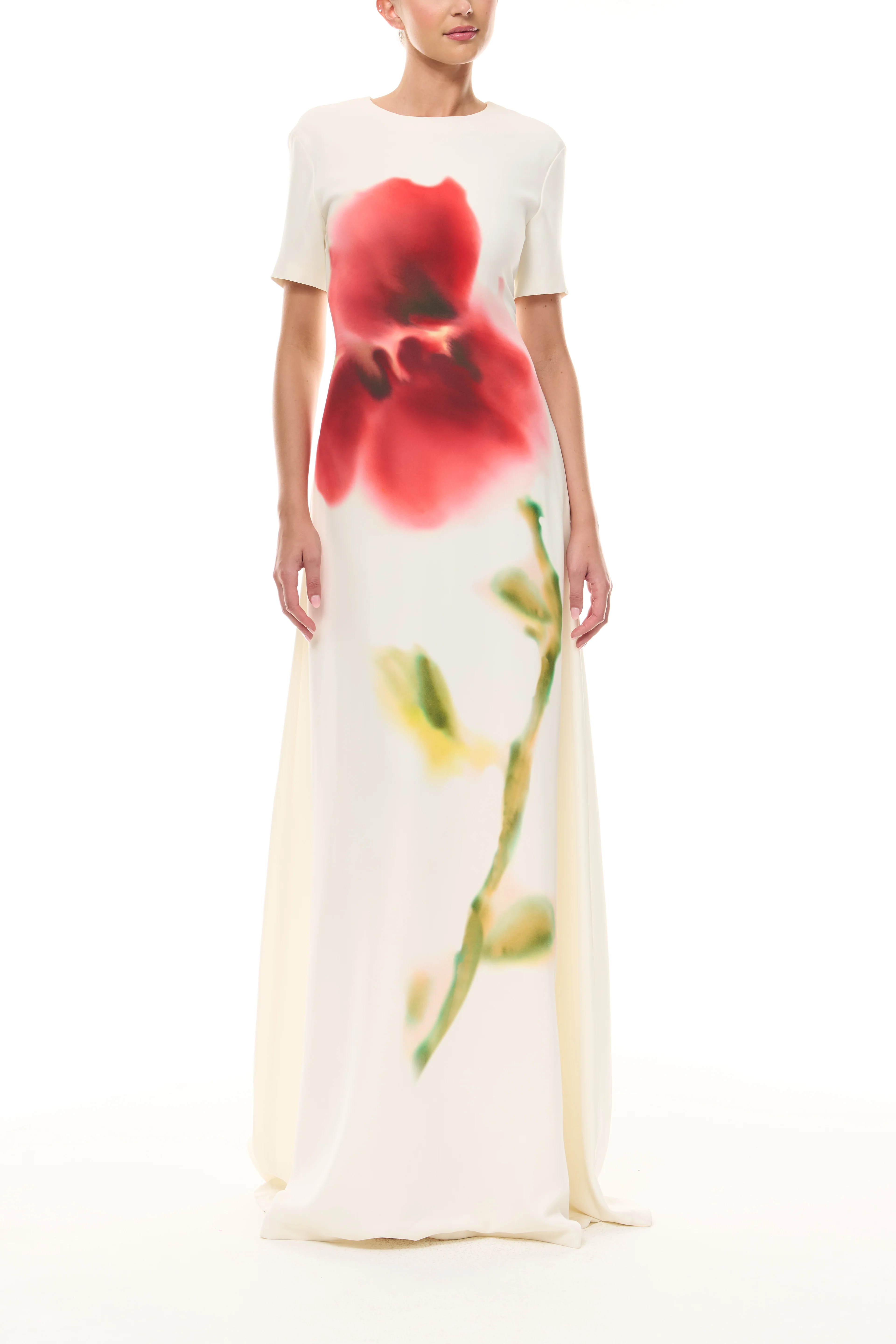 Watercolor Floral Crepe Gown