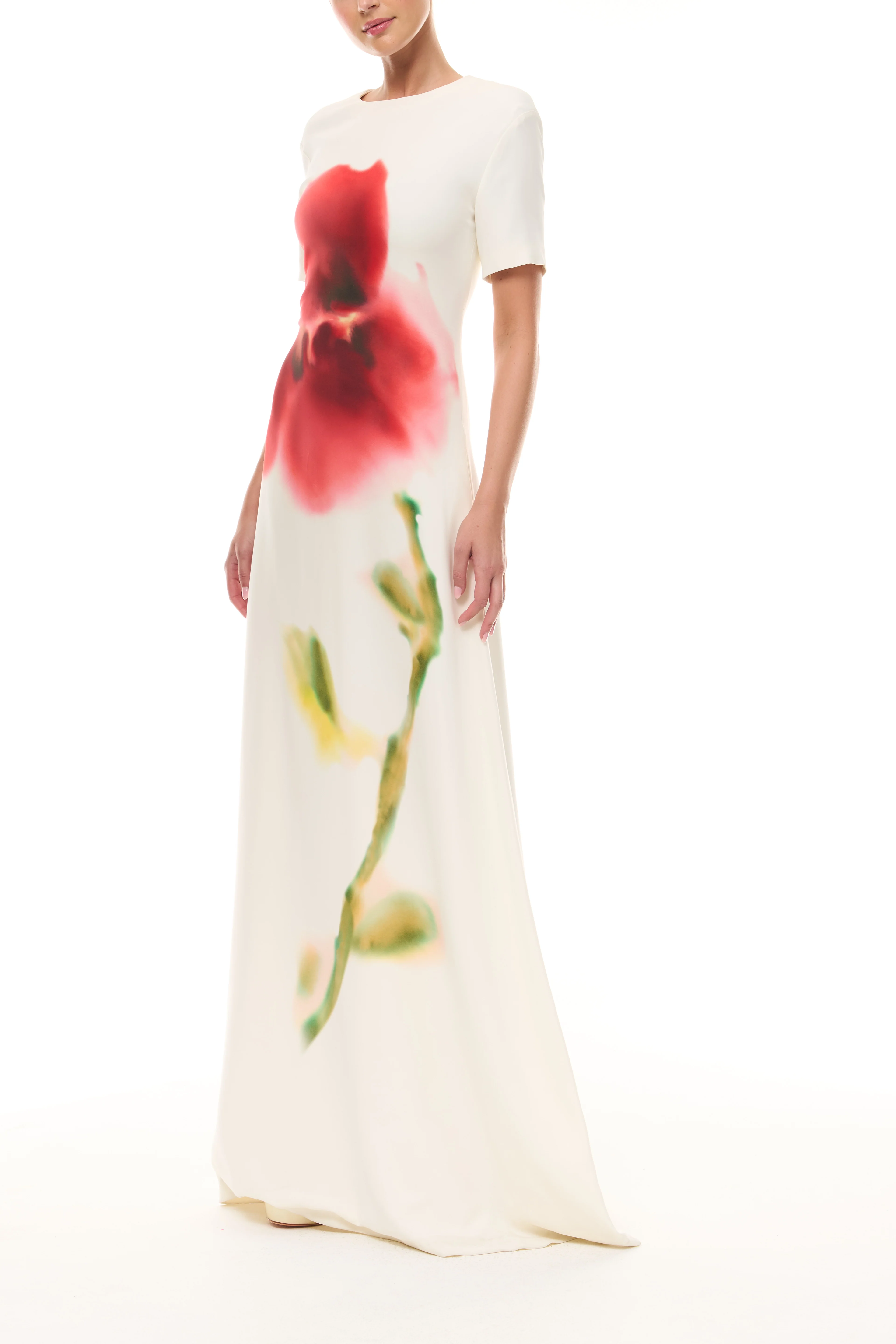 Watercolor Floral Crepe Gown - Image 4