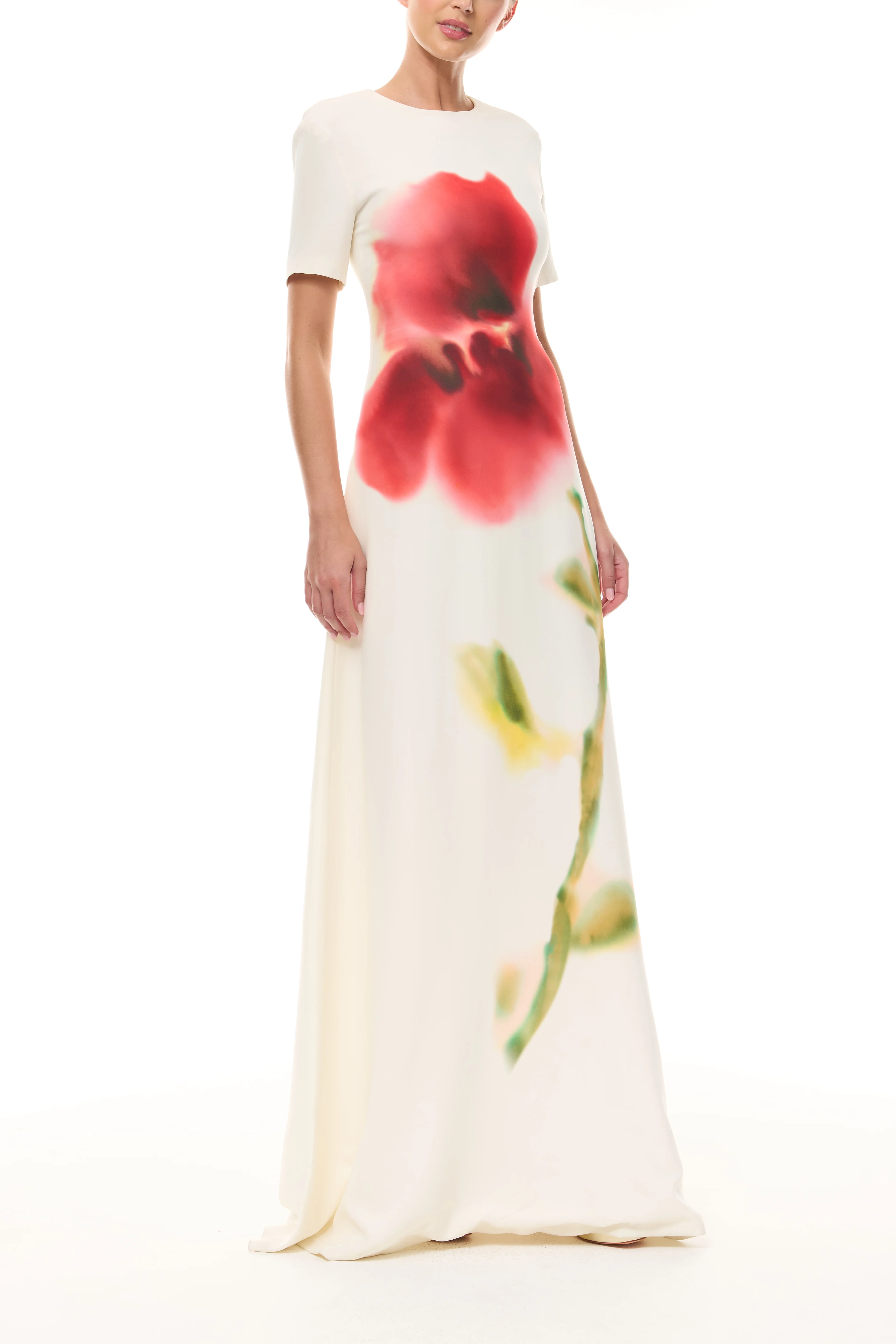 Watercolor Floral Crepe Gown - Image 7